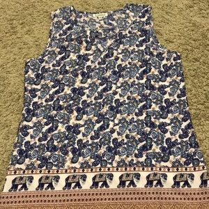 Paisley print blouse with elephants at bottom